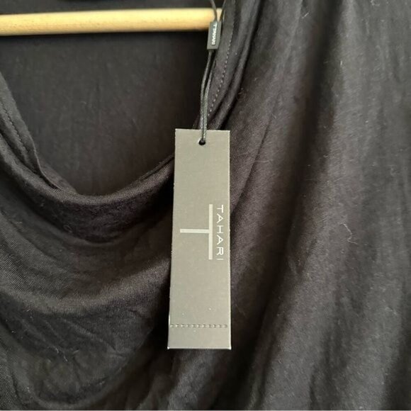 t tahari black long sleeves draped top Size medium - Picture 6 of 8